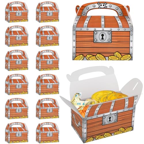 Adorox 24 Pack Treasure Chest Candy Boxes - Party Favors, Goodie Bags, Decorations for Birthday, Events